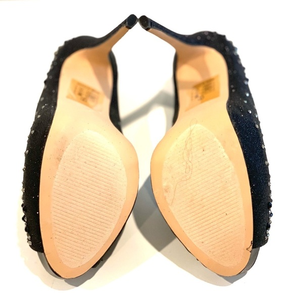 Black Platform peep toe pumps with sparkle 5 inches tall size 7 - Picture 13 of 13